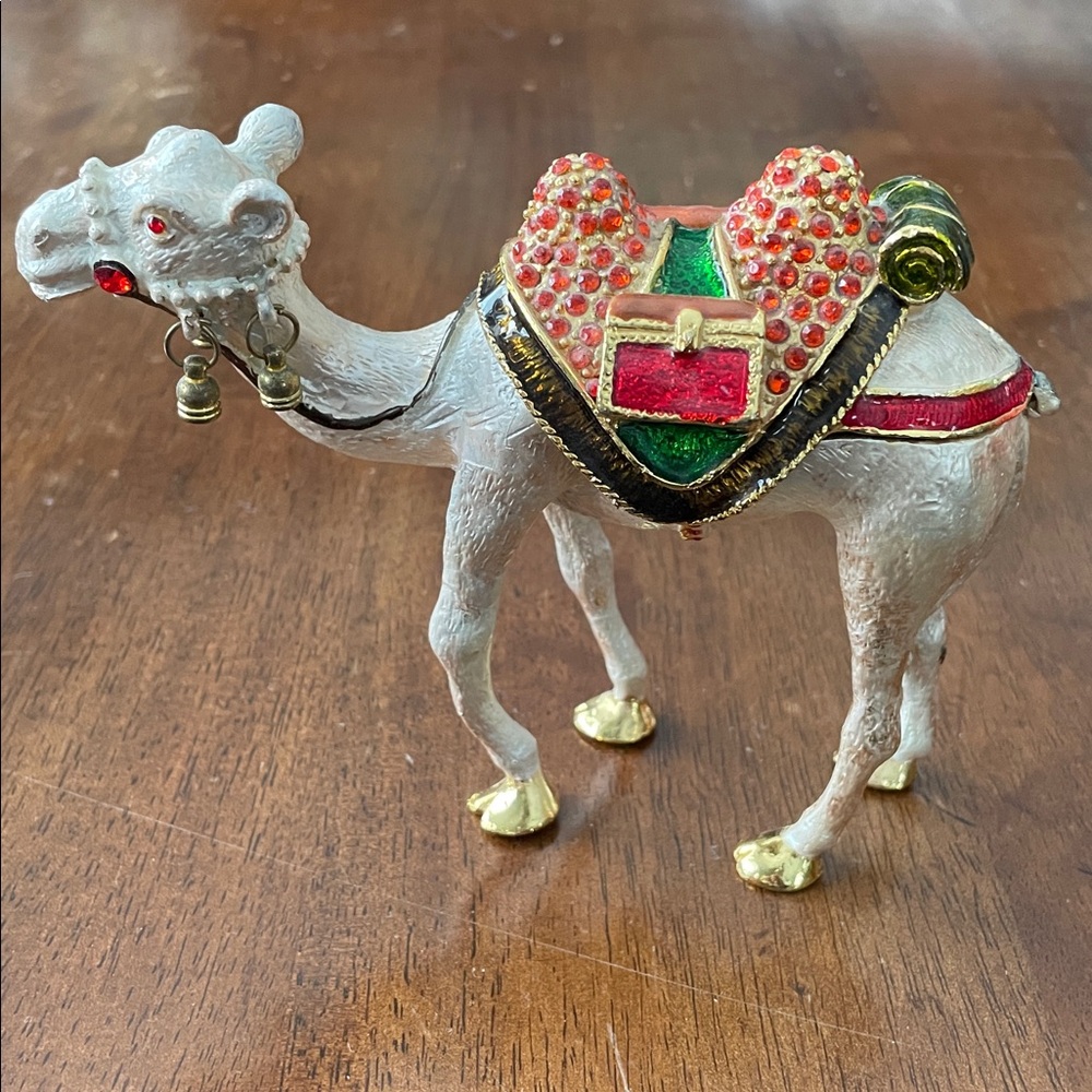 Camel Enameled Metal Trinket Box
